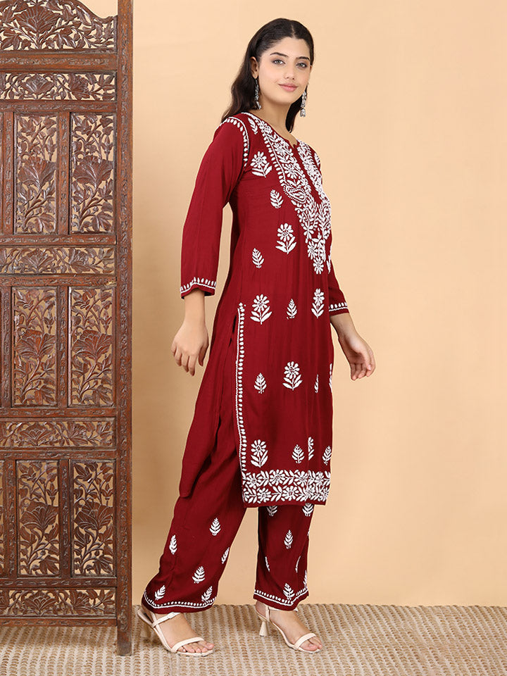 Malhar Modal Chikankari Kurti Set