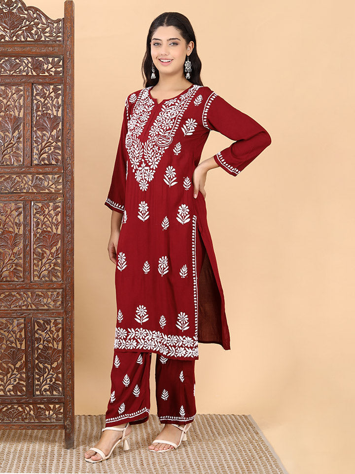 Malhar Modal Chikankari Kurti Set