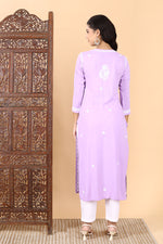 Load image into Gallery viewer, Heer Rayon Long Chikankari Kurti