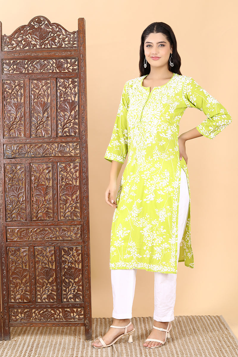 Zainab Chikankari Mulmul Straight Kurti