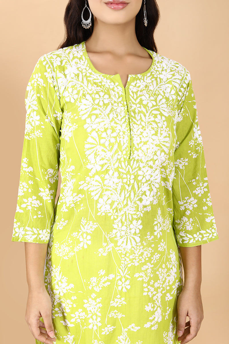 Zainab Chikankari Mulmul Straight Kurti