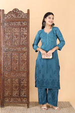 Load image into Gallery viewer, Morni Modal Chikankari Kurti Set