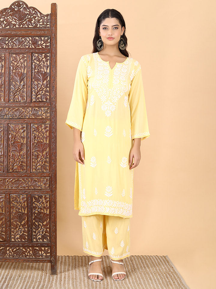 Malhar Modal Chikankari Kurti Set