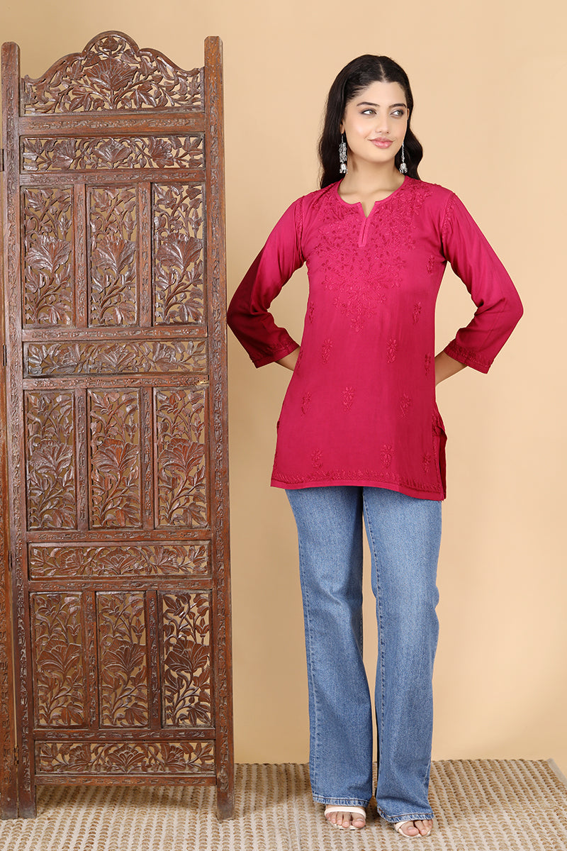 Vibha Ombre Chikankari Short Top