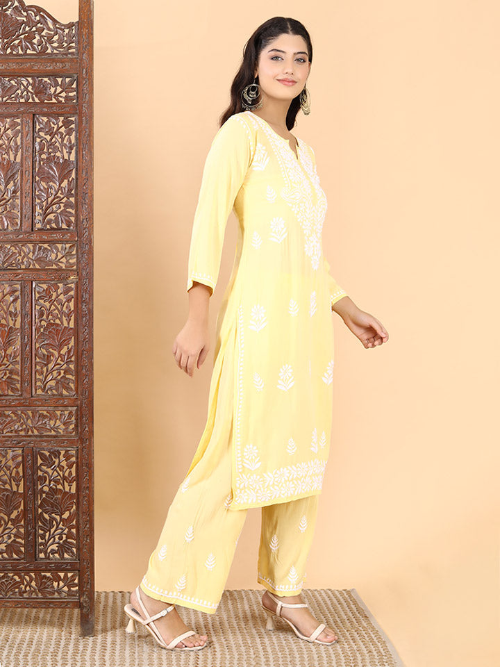 Malhar Modal Chikankari Kurti Set