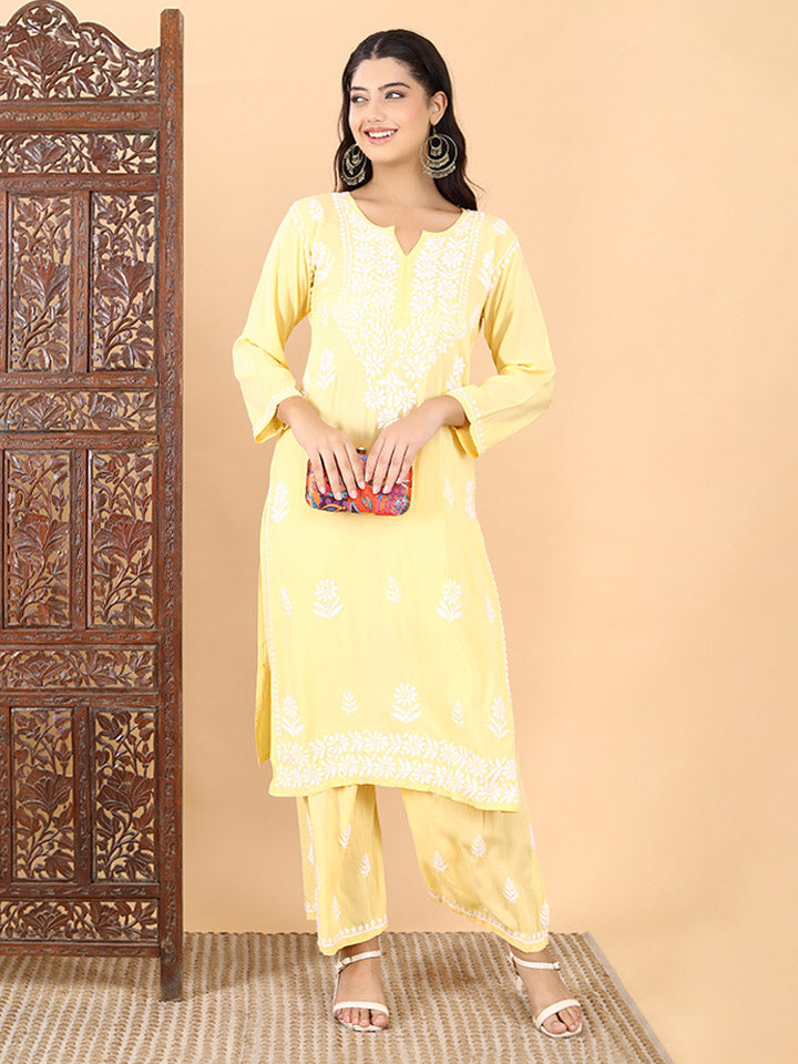 Malhar Modal Chikankari Kurti Set