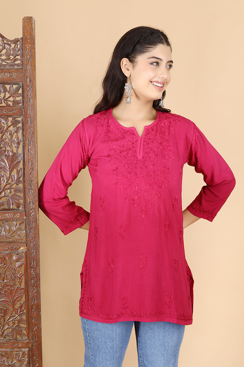 Vibha Ombre Chikankari Short Top