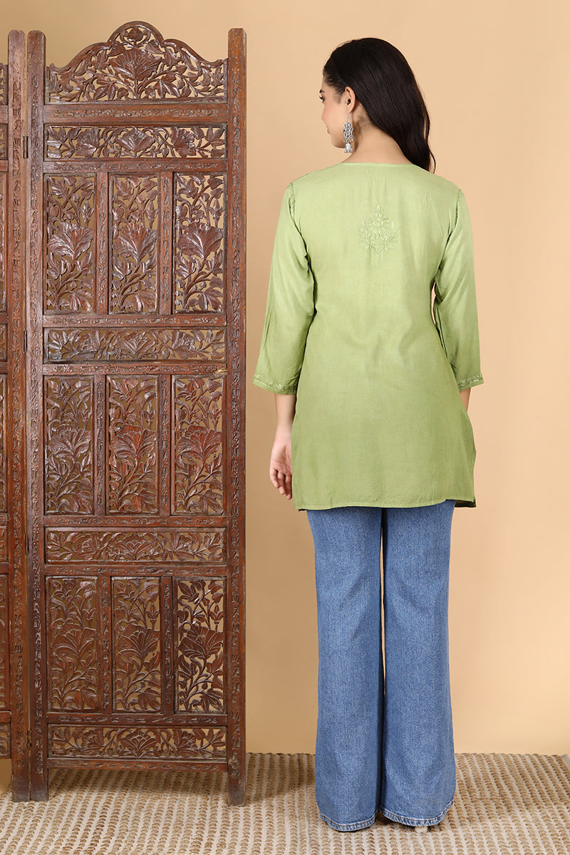Amina Rayon Black Chikankari Top