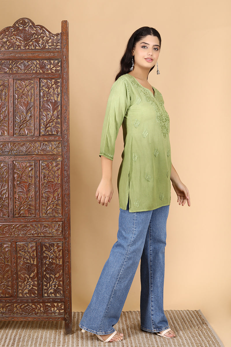 Amina Rayon Black Chikankari Top