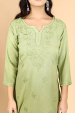 Load image into Gallery viewer, Amina Rayon Black Chikankari Top