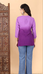 Load image into Gallery viewer, Amina Rayon Black Chikankari Top