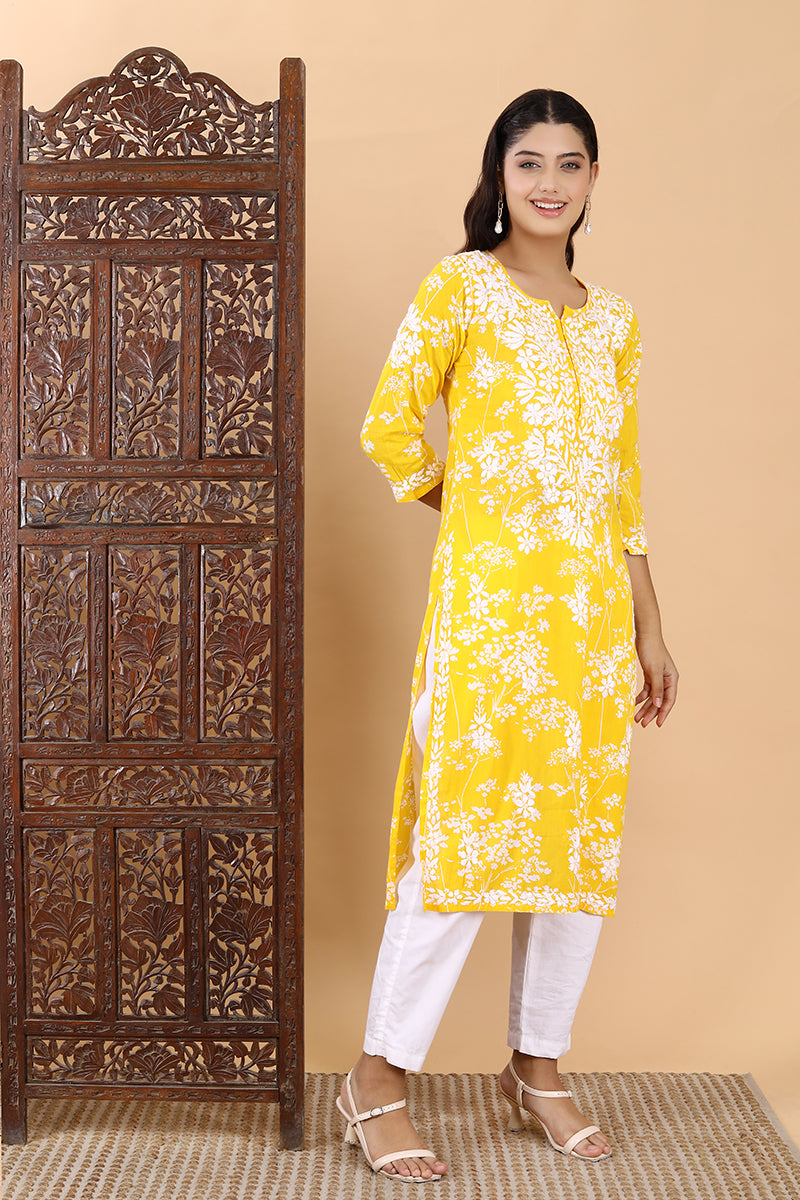 Zainab Chikankari Mulmul Straight Kurti