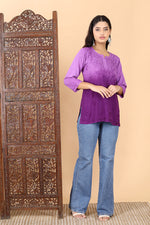 Load image into Gallery viewer, Vibha Ombre Chikankari Short Top