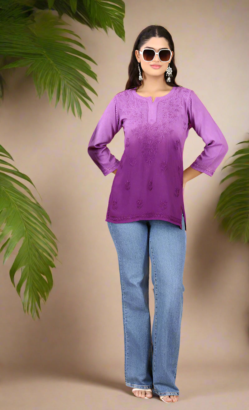 Amina Rayon Black Chikankari Top