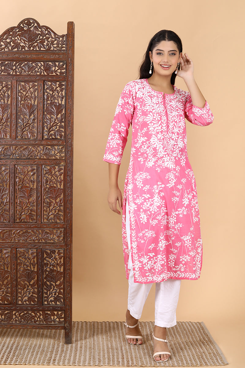 Zainab Chikankari Mulmul Straight Kurti