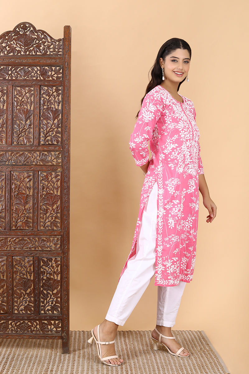 Zainab Chikankari Mulmul Straight Kurti