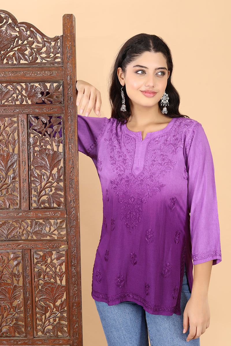 Amina Rayon Black Chikankari Top