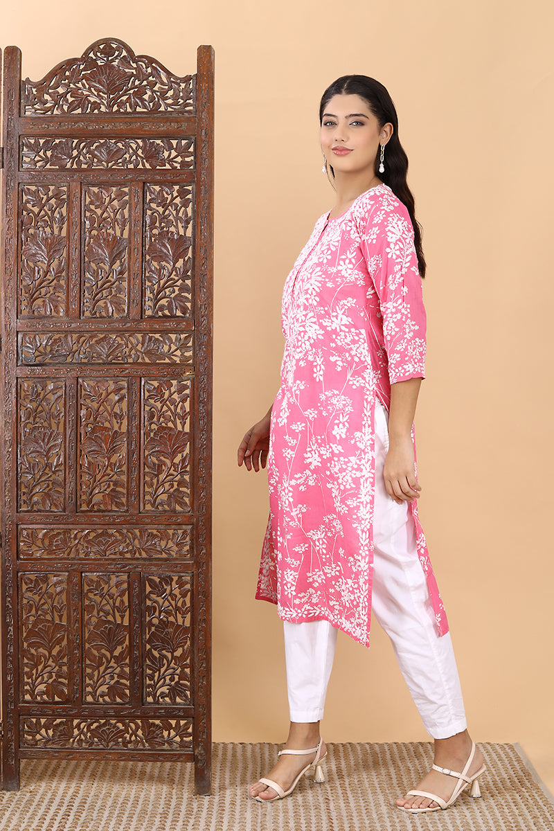 Zainab Chikankari Mulmul Straight Kurti