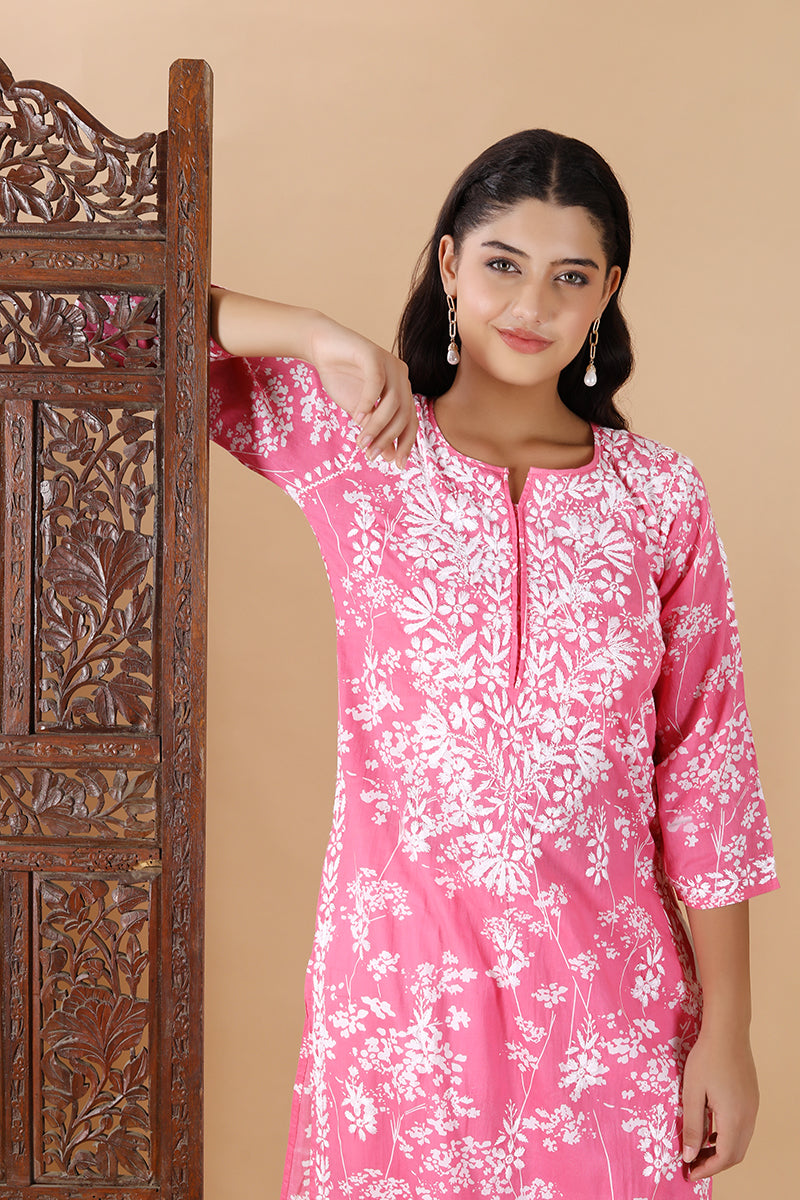 Zainab Chikankari Mulmul Straight Kurti