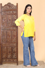 Load image into Gallery viewer, Amina Rayon Black Chikankari Top
