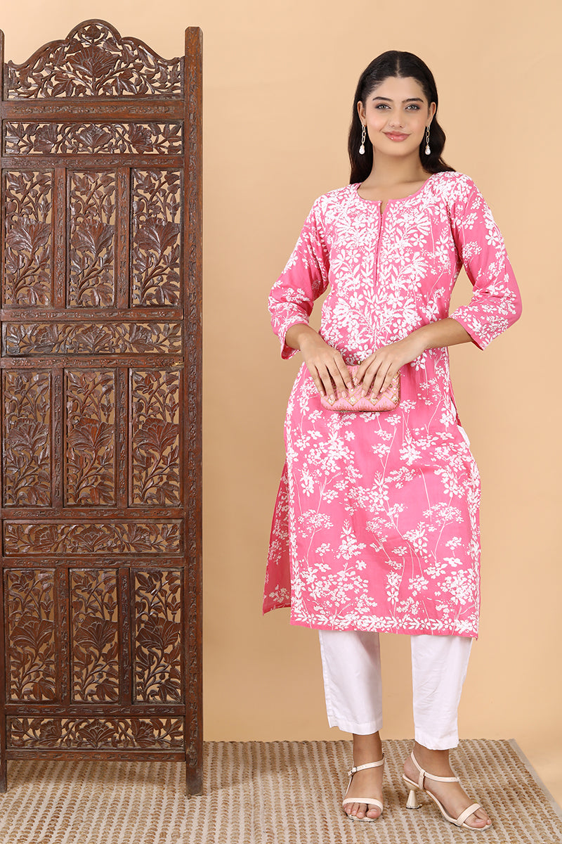 Zainab Chikankari Mulmul Straight Kurti