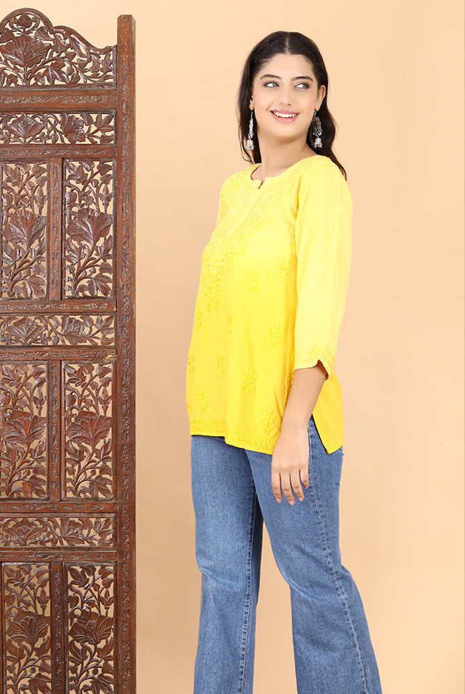 Amina Rayon Black Chikankari Top