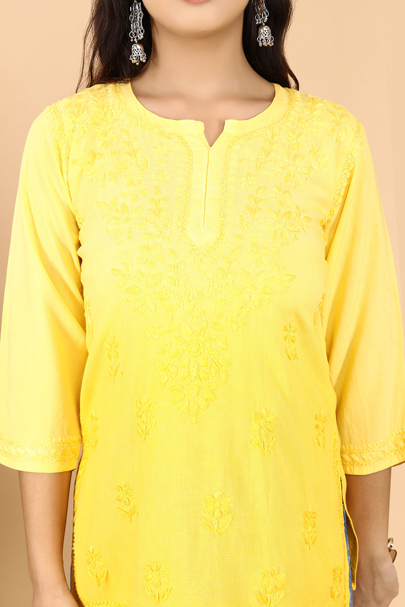 Amina Rayon Black Chikankari Top