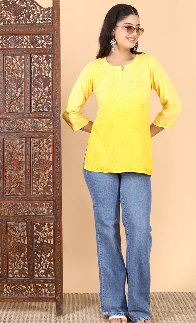 Amina Rayon Black Chikankari Top