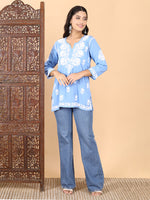 Load image into Gallery viewer, Jiva Rayon Short Chikankari Kurti - The Lucknowi Chikan
