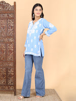 Load image into Gallery viewer, Jiva Rayon Short Chikankari Kurti - The Lucknowi Chikan