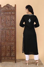 Load image into Gallery viewer, Heer Rayon Long Chikankari Kurti