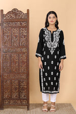 Load image into Gallery viewer, Heer Rayon Long Chikankari Kurti
