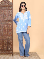 Load image into Gallery viewer, Jiva Rayon Short Chikankari Kurti - The Lucknowi Chikan