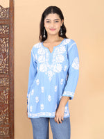 Load image into Gallery viewer, Jiva Rayon Short Chikankari Kurti - The Lucknowi Chikan