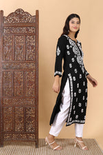 Load image into Gallery viewer, Heer Rayon Long Chikankari Kurti