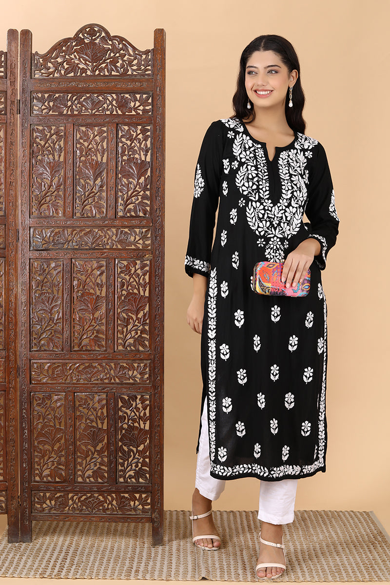 Heer Rayon Chikankari Long Kurta