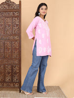 Load image into Gallery viewer, Jiva Rayon Short Chikankari Kurti - The Lucknowi Chikan