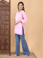 Load image into Gallery viewer, Jiva Rayon Short Chikankari Kurti - The Lucknowi Chikan