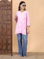 Load image into Gallery viewer, Jiva Rayon Short Chikankari Kurti - The Lucknowi Chikan