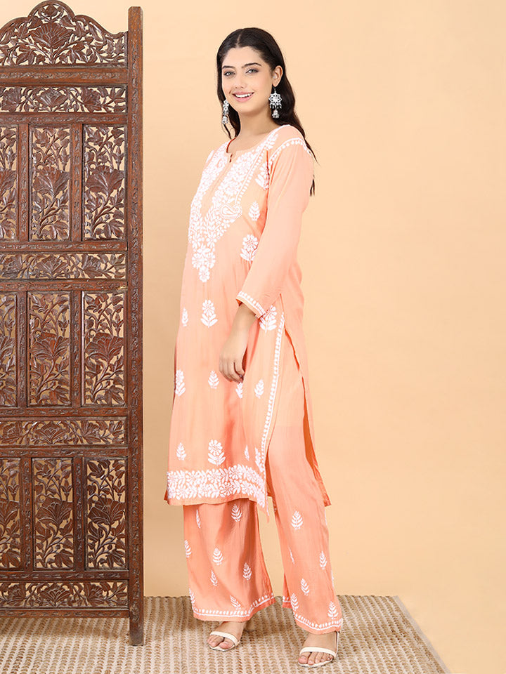 Malhar Modal Chikankari Kurti Set