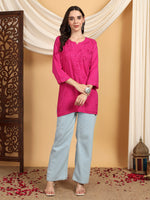 Load image into Gallery viewer, Kashti Rayon Chikankari Short Kurti