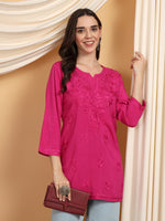 Load image into Gallery viewer, Kashti Rayon Chikankari Short Kurti