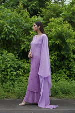 Load image into Gallery viewer, Nazakat Viscose 3D Chikankari Kurti Sharara Set