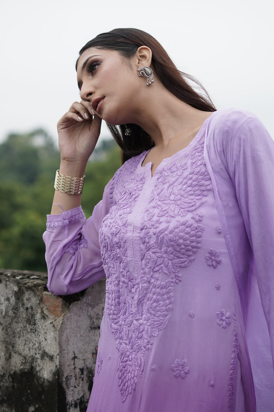 Nazakat Viscose 3D Chikankari Kurti Sharara Set