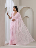 Load image into Gallery viewer, Tepchi Handwork Georgette Chikankari Saree
