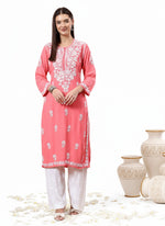Load image into Gallery viewer, Heer Rayon Chikankari Straight Kurti