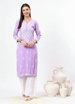 Load image into Gallery viewer, Heer Rayon Chikankari Straight Kurti