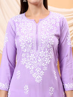 Load image into Gallery viewer, Heer Rayon Chikankari Long Kurta
