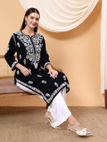 Load image into Gallery viewer, Heer Rayon Chikankari Long Kurta