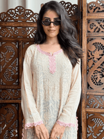 Load image into Gallery viewer, Korli Viscose Designer Short Kurti Cream